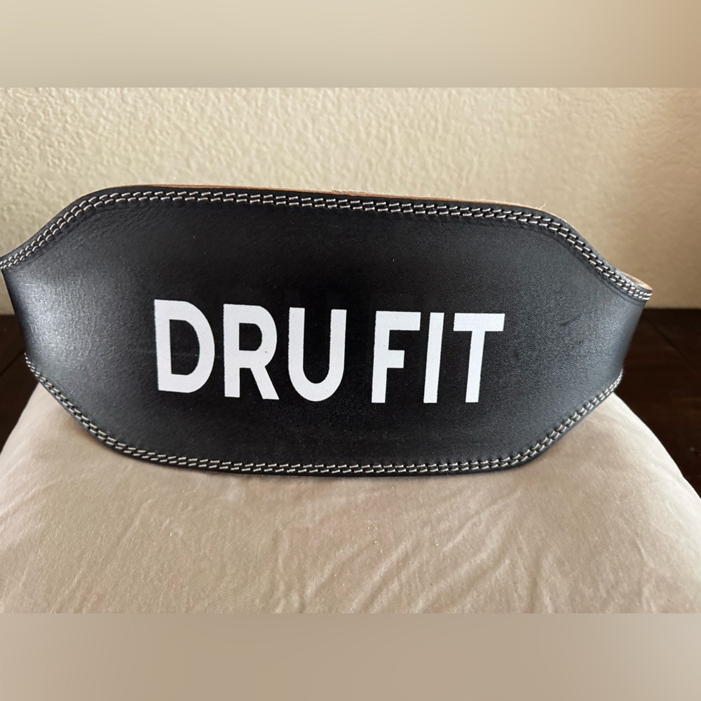 Drufit Leather Weightlifting Belt X-Large Black Double Pin Buckle Unisex
